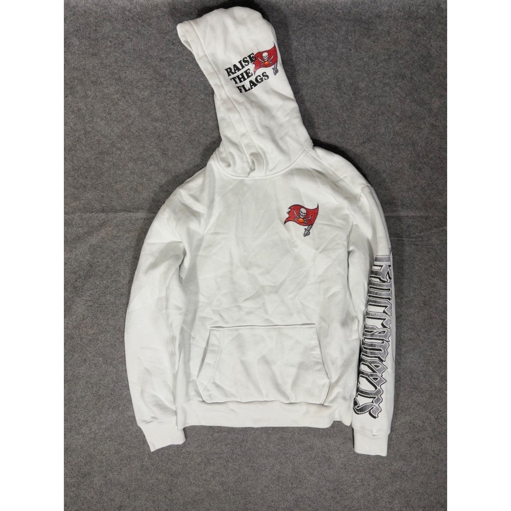 NFL Team Apparel Tampa Bay Buccaneers Hoodie White Raise The‎ Flags Mens Small